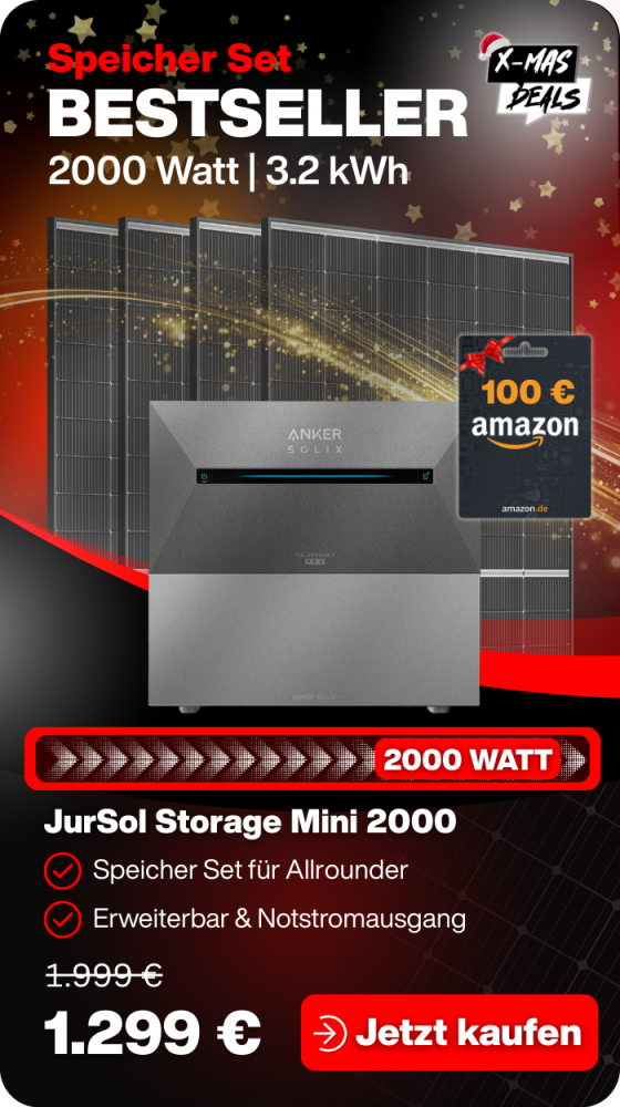Anker SOLIX Solarbank 2 E1600 Pro Balkonkraftwerk Speicher Set 2000 Watt 800 Watt - Trina Doppelglas - JurSol Storage Mini 3.2 kWh